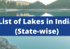 List of Lakes in India (State-wise)